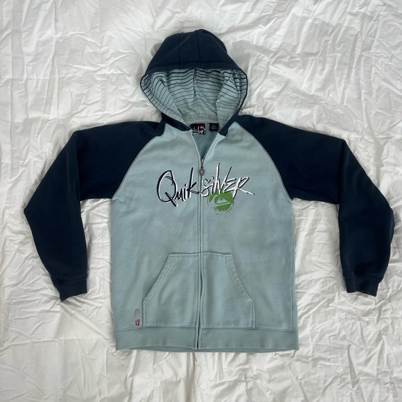 Y2K Quiksilver Blue and Black Hoodie - Picture 1 of 7